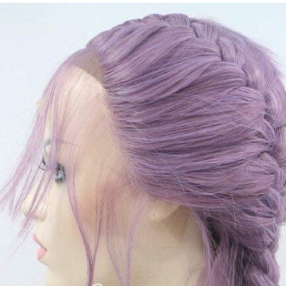 💫Kardashian PURPLE 24” DUTCH BRAID LACE FRONT WIG